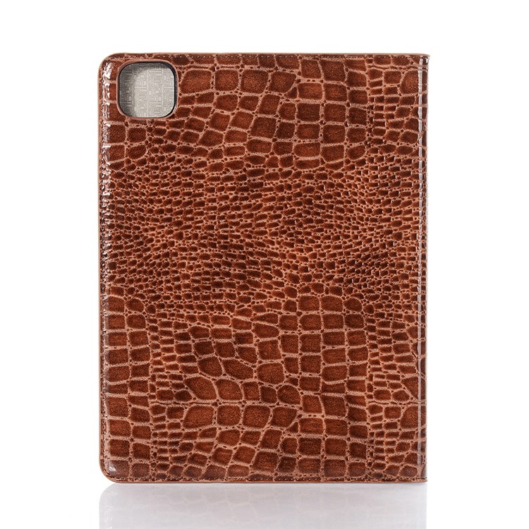 Cocodrilo Carpeta De La Piel De Pie Carcasa Tableta De Cuero Elegante Para El Ipad Pro 11 Pulgadas (2020) - Marrón-2