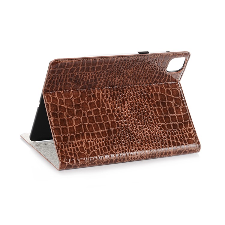 Cocodrilo Carpeta De La Piel De Pie Carcasa Tableta De Cuero Elegante Para El Ipad Pro 11 Pulgadas (2020) - Marrón-3