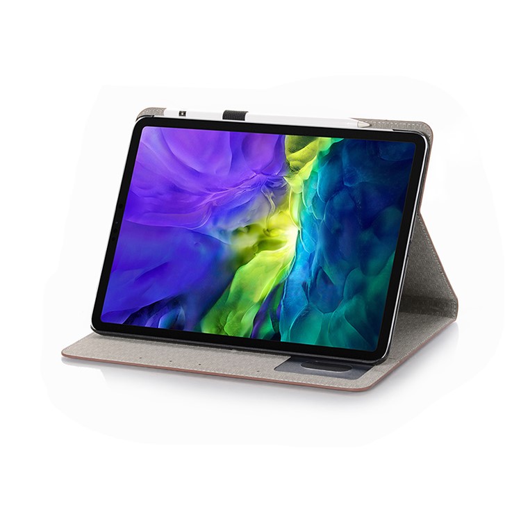 Cocodrilo Carpeta De La Piel De Pie Carcasa Tableta De Cuero Elegante Para El Ipad Pro 11 Pulgadas (2020) - Marrón-4