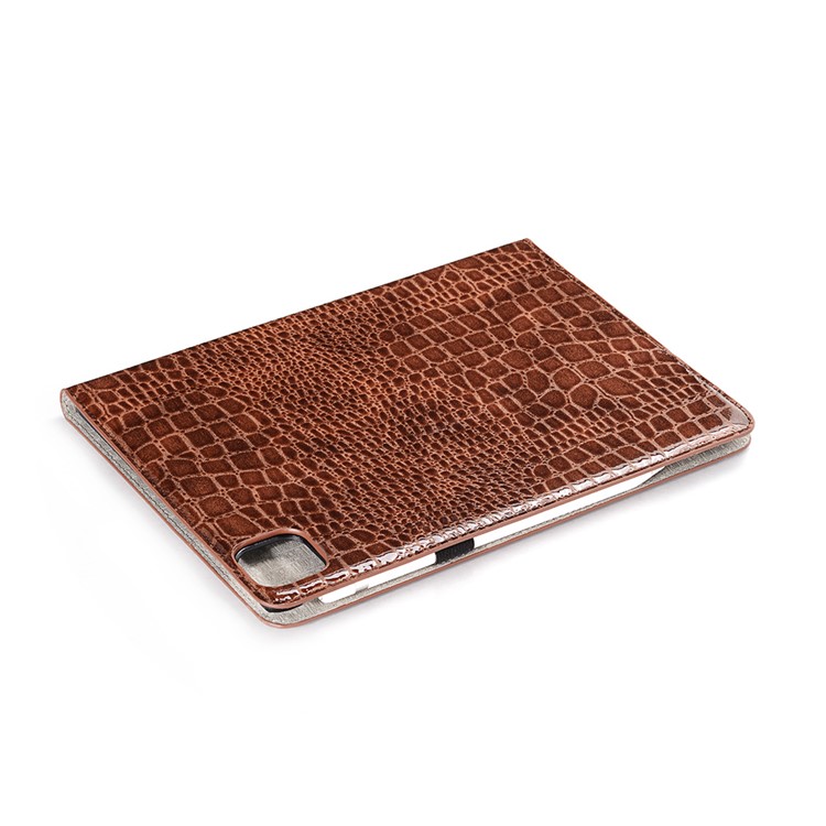 Cocodrilo Carpeta De La Piel De Pie Carcasa Tableta De Cuero Elegante Para El Ipad Pro 11 Pulgadas (2020) - Marrón-8