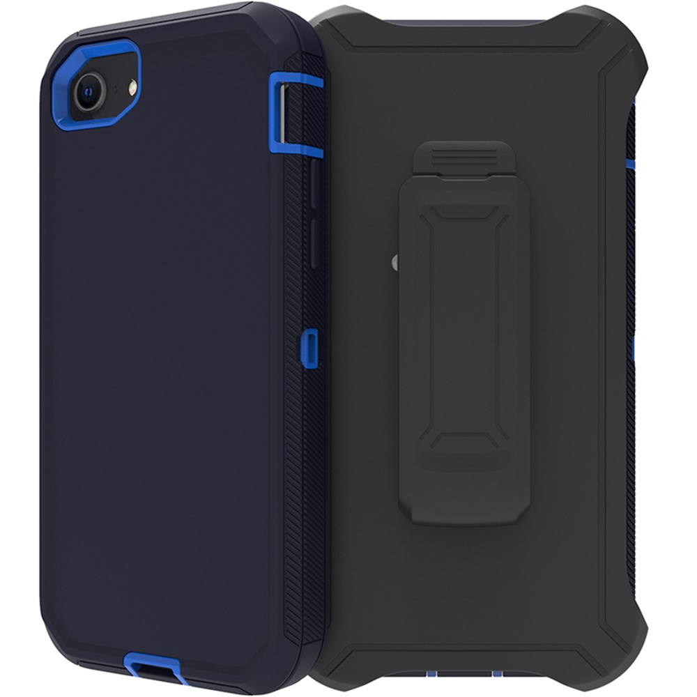 Detachable Shockproof Drop-proof Dust-proof Cover with Belt Clip for iPhone SE (2nd Generation) - Dark Blue / Baby Blue-4