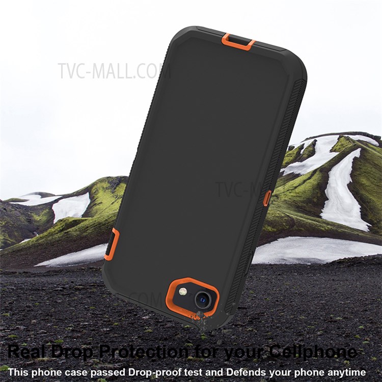 Detachable Shockproof Drop-proof Dust-proof Cover with Belt Clip for iPhone SE (2nd Generation) - Dark Blue / Orange-6