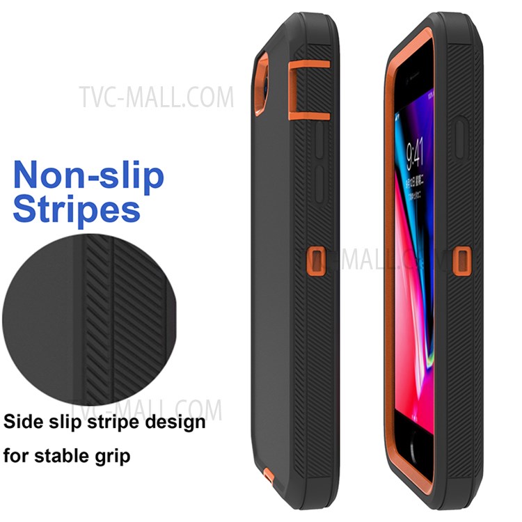 Detachable Shockproof Drop-proof Dust-proof Cover with Belt Clip for iPhone SE (2nd Generation) - Dark Blue / Orange-7