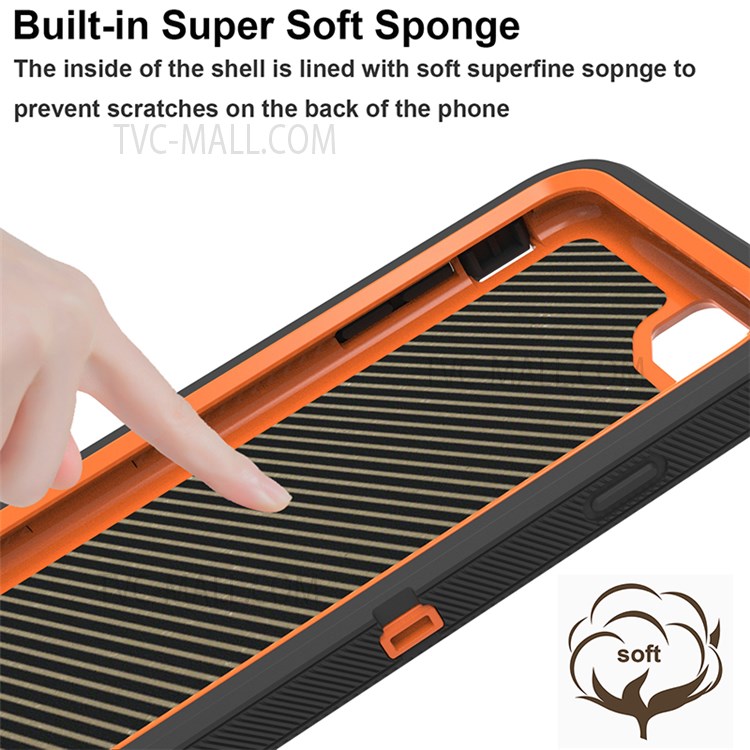 Detachable Shockproof Drop-proof Dust-proof Cover with Belt Clip for iPhone SE (2nd Generation) - Dark Blue / Orange-8