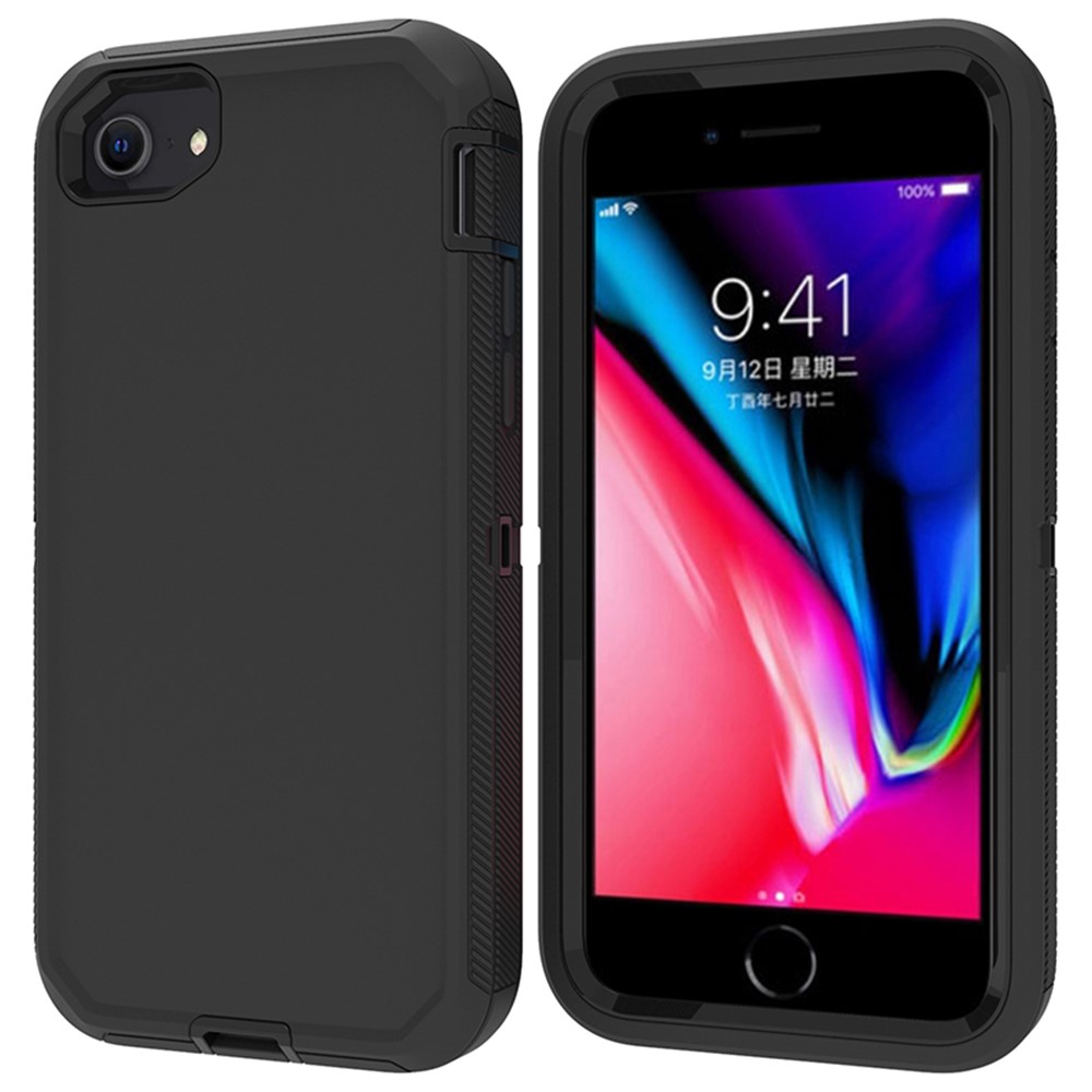 Detachable Shockproof Drop-proof Dust-proof Cover with Belt Clip for iPhone SE (2nd Generation) - All Black-2