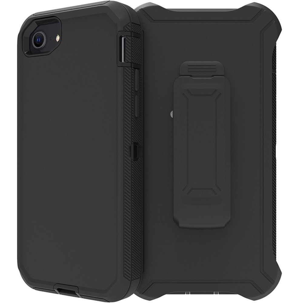 Detachable Shockproof Drop-proof Dust-proof Cover with Belt Clip for iPhone SE (2nd Generation) - All Black-4