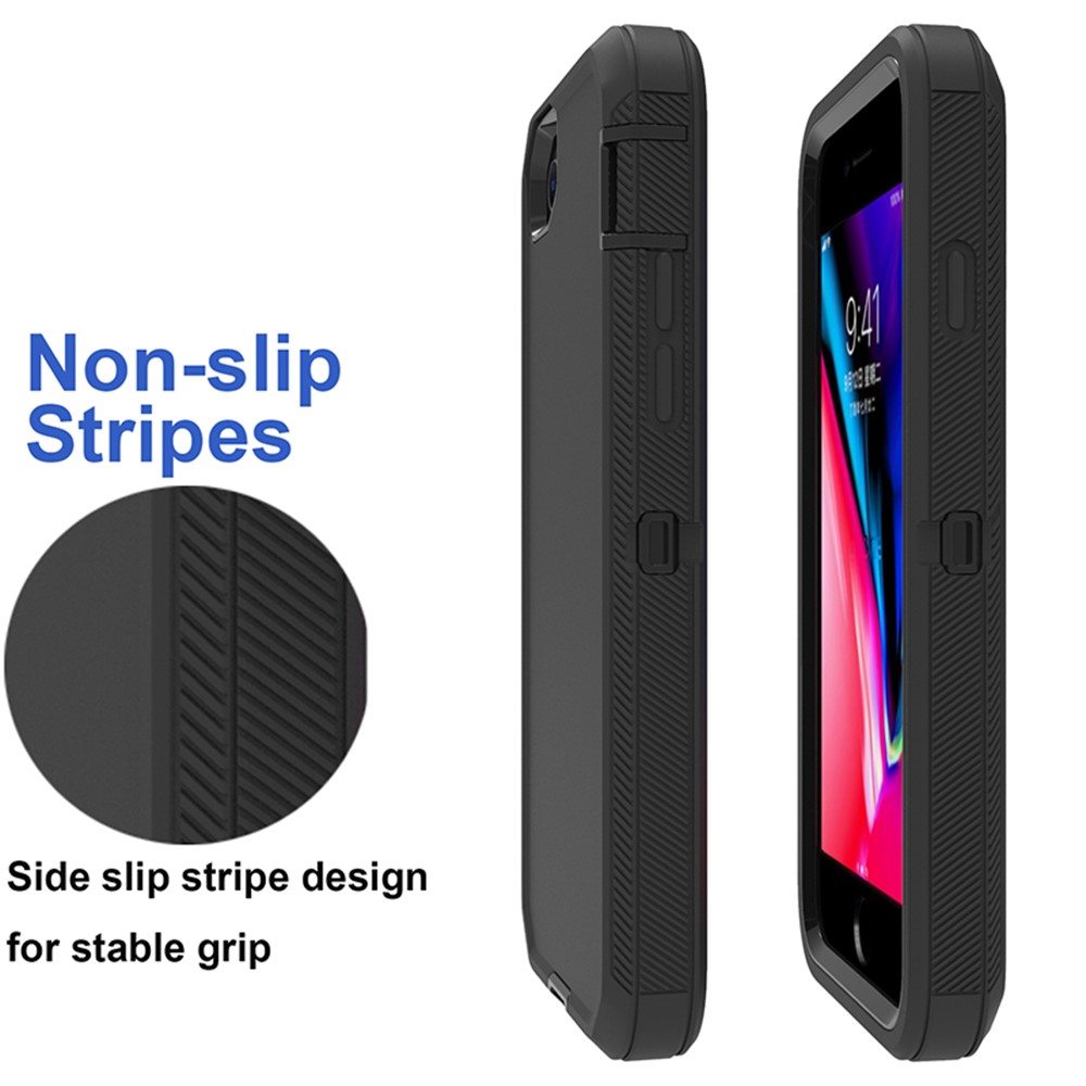 Detachable Shockproof Drop-proof Dust-proof Cover with Belt Clip for iPhone SE (2nd Generation) - All Black-7
