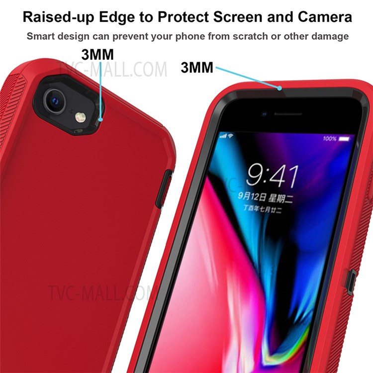 Detachable Shockproof Drop-proof Dust-proof Cover with Belt Clip for iPhone SE (2nd Generation) - Red / Black-3