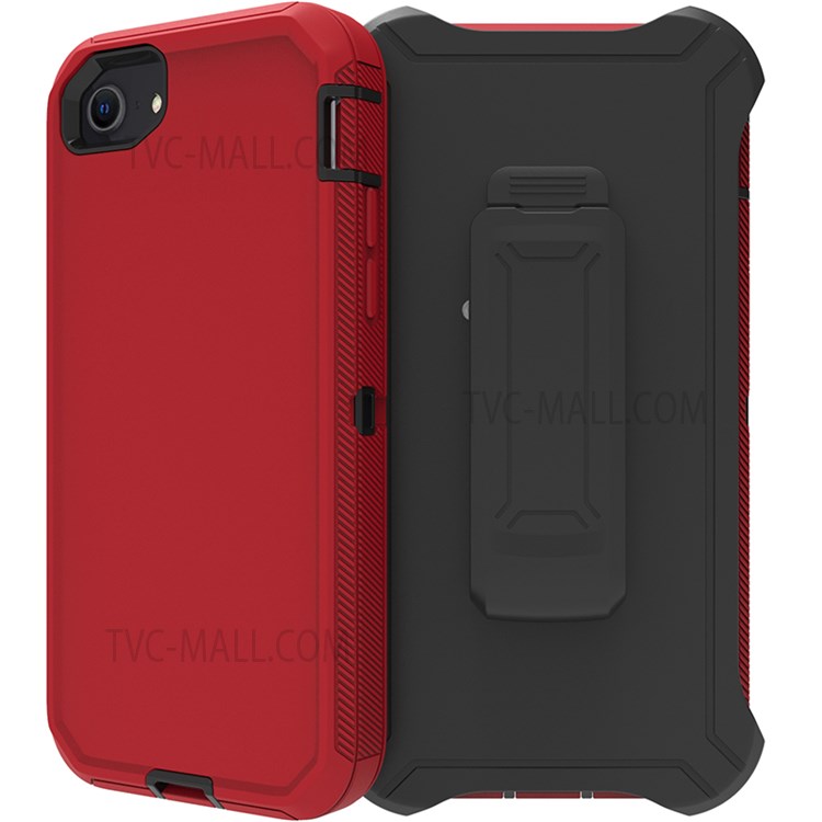 Detachable Shockproof Drop-proof Dust-proof Cover with Belt Clip for iPhone SE (2nd Generation) - Red / Black-4