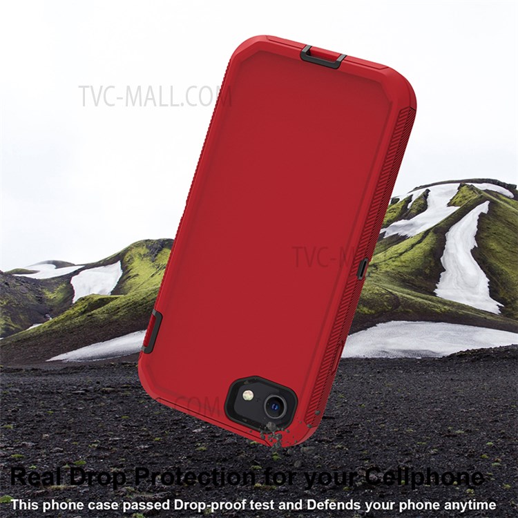 Detachable Shockproof Drop-proof Dust-proof Cover with Belt Clip for iPhone SE (2nd Generation) - Red / Black-6