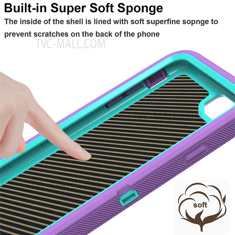 Detachable Shockproof Drop-proof Dust-proof Cover with Belt Clip for iPhone SE (2nd Generation) - Purple / Cyan-8