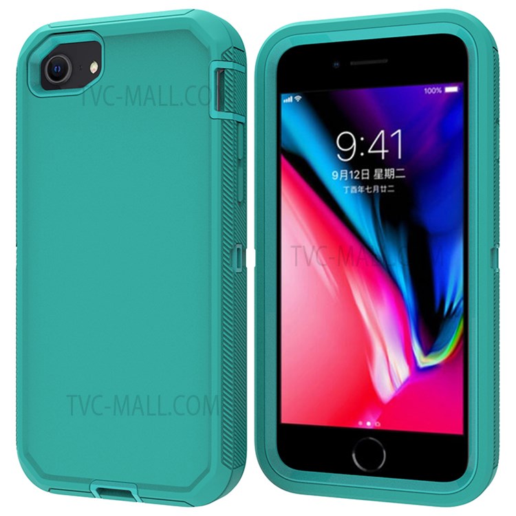 Detachable Shockproof Drop-proof Dust-proof Cover with Belt Clip for iPhone SE (2nd Generation) - All Cyan-2