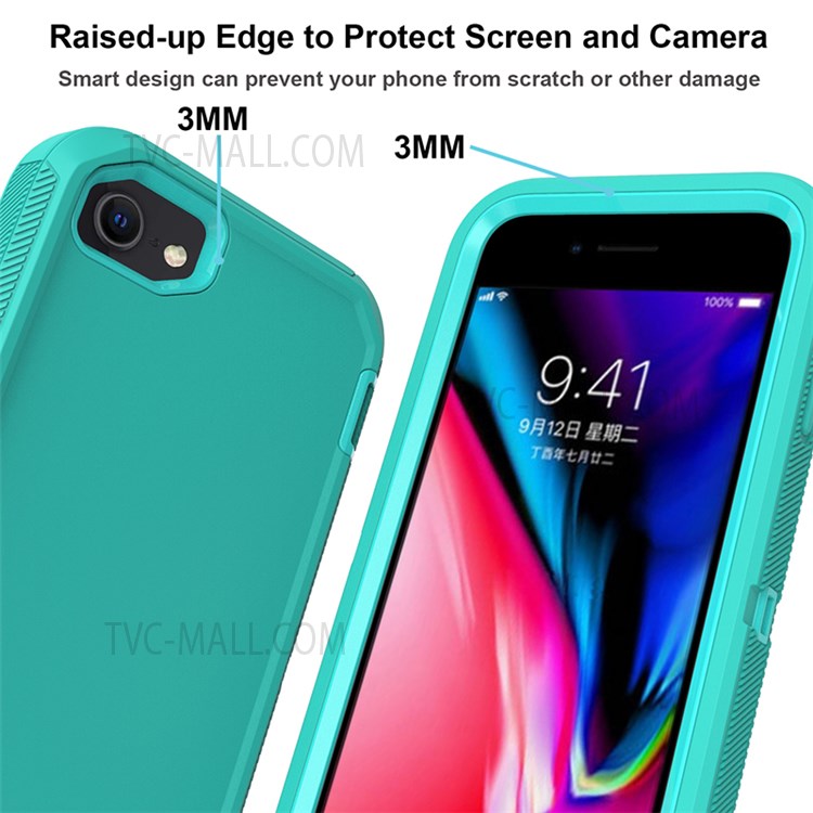 Detachable Shockproof Drop-proof Dust-proof Cover with Belt Clip for iPhone SE (2nd Generation) - All Cyan-3