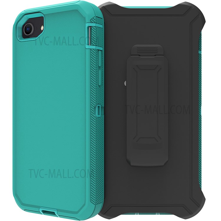 Detachable Shockproof Drop-proof Dust-proof Cover with Belt Clip for iPhone SE (2nd Generation) - All Cyan-4