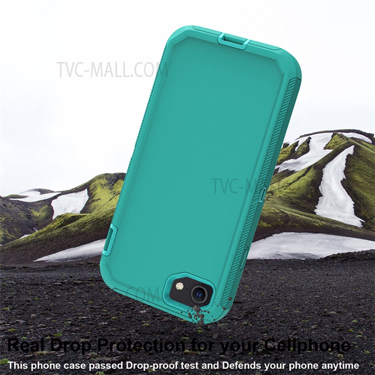 Detachable Shockproof Drop-proof Dust-proof Cover with Belt Clip for iPhone SE (2nd Generation) - All Cyan-6