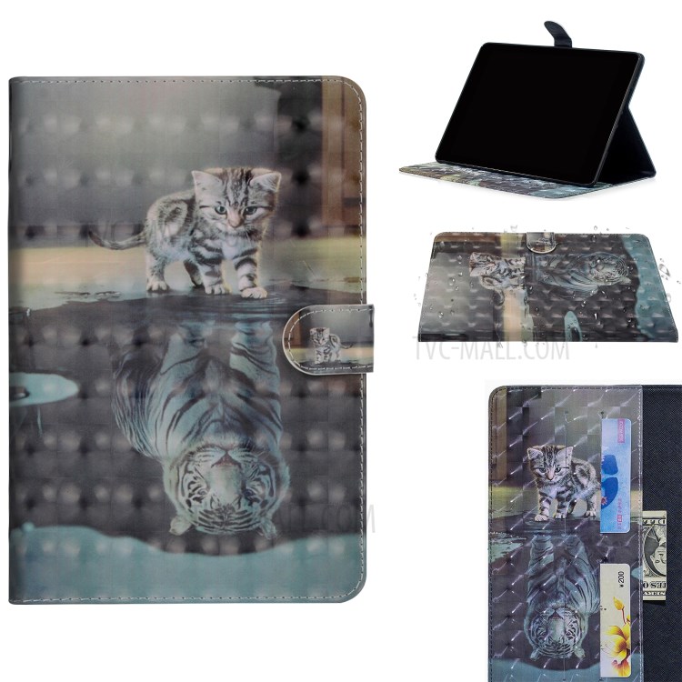Light Spot Decor Pattern Printing Leather Tablet Case for iPad Pro 11-inch (2020)/(2018) - Cat and Tiger Reflection-1