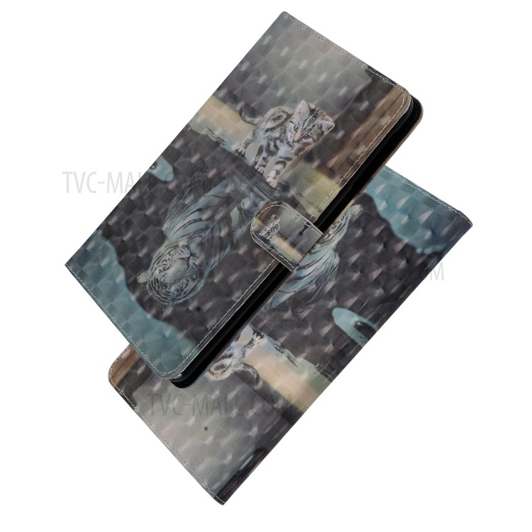 Light Spot Decor Pattern Printing Leather Tablet Case for iPad Pro 11-inch (2020)/(2018) - Cat and Tiger Reflection-4