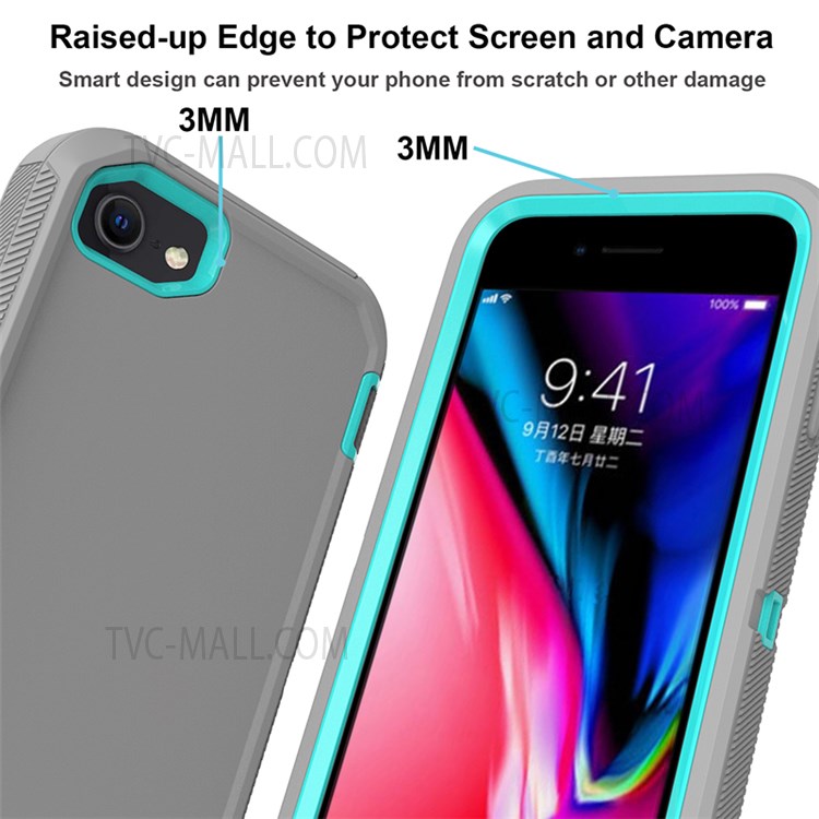 Shockproof PC + TPU Hybrid Case for iPhone SE (2nd Generation) / 8 / 7 4.7-inch - Grey/Sky Blue-2
