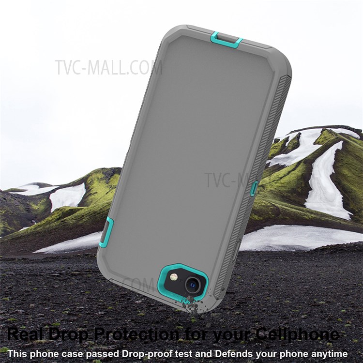 Shockproof PC + TPU Hybrid Case for iPhone SE (2nd Generation) / 8 / 7 4.7-inch - Grey/Sky Blue-3