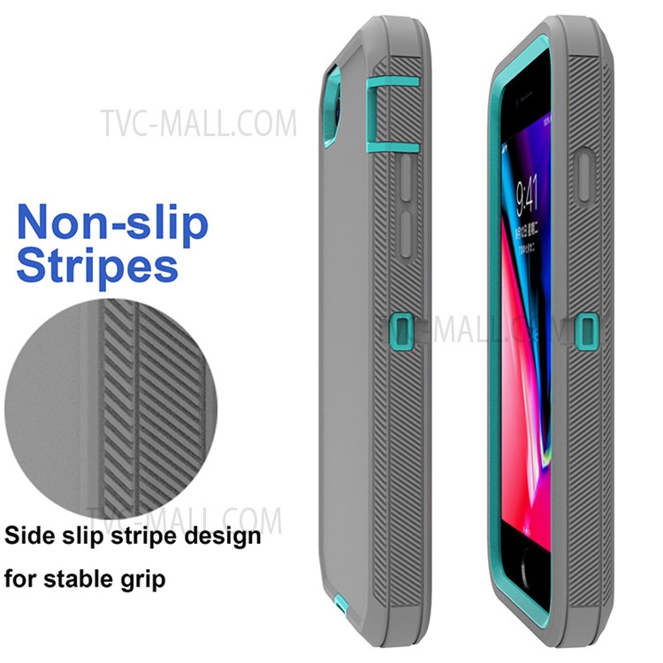 Shockproof PC + TPU Hybrid Case for iPhone SE (2nd Generation) / 8 / 7 4.7-inch - Grey/Sky Blue-4