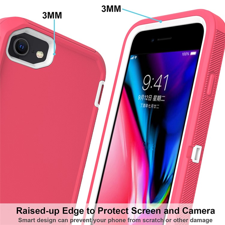Shockproof PC + TPU Hybrid Case for iPhone SE (2nd Generation) / 8 / 7 4.7-inch - Pink/White-2
