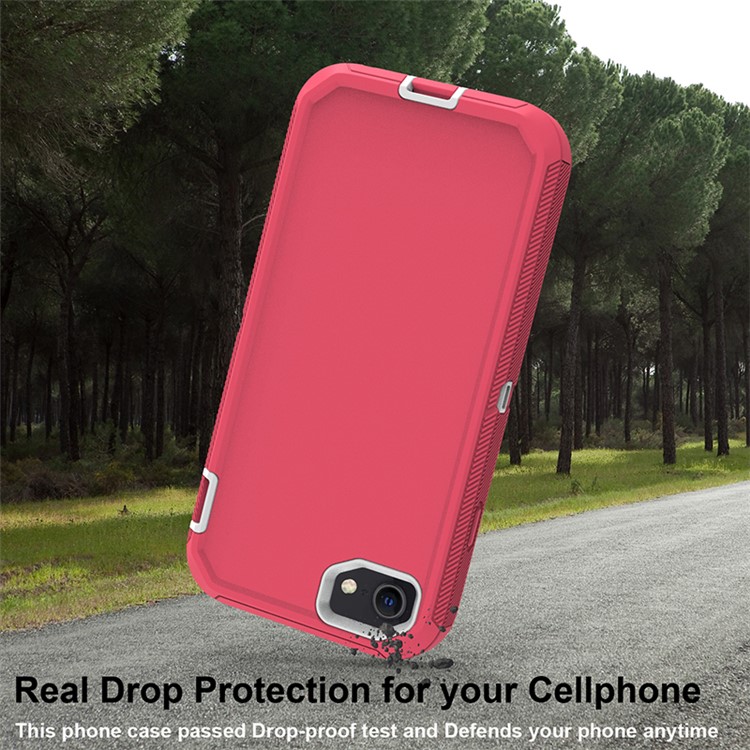 Shockproof PC + TPU Hybrid Case for iPhone SE (2nd Generation) / 8 / 7 4.7-inch - Pink/White-4
