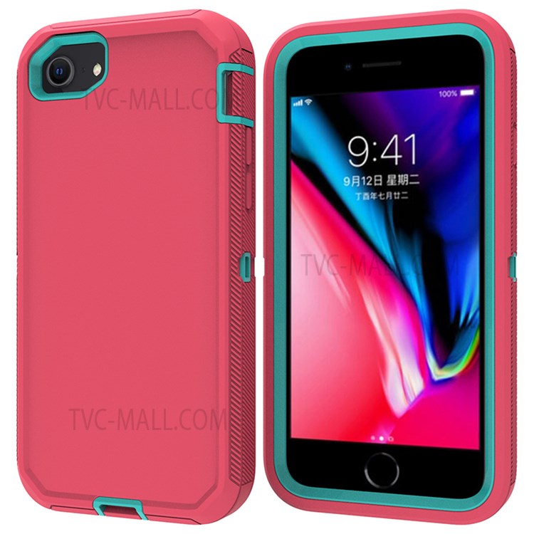 Shockproof PC + TPU Hybrid Case for iPhone SE (2nd Generation) / 8 / 7 4.7-inch - Pink/Sky Blue-1