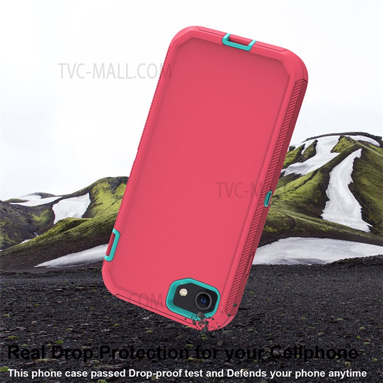 Shockproof PC + TPU Hybrid Case for iPhone SE (2nd Generation) / 8 / 7 4.7-inch - Pink/Sky Blue-3