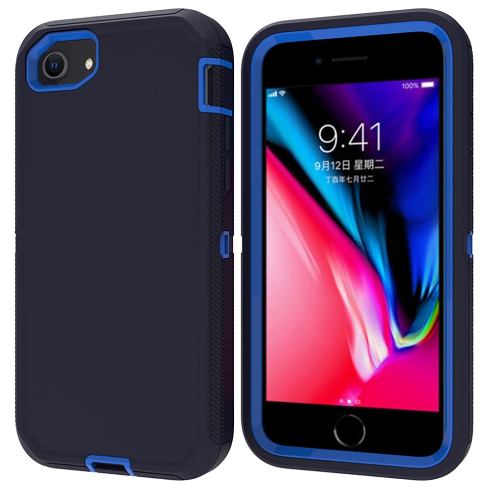 Shockproof PC + TPU Hybrid Case for iPhone SE (2nd Generation) / 8 / 7 4.7-inch - Baby Blue/Dark Blue-1