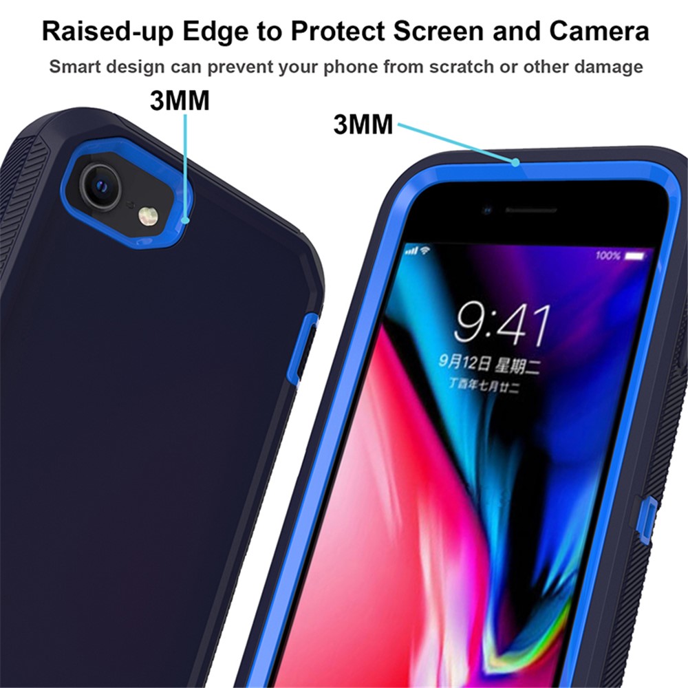 Shockproof PC + TPU Hybrid Case for iPhone SE (2nd Generation) / 8 / 7 4.7-inch - Baby Blue/Dark Blue-2