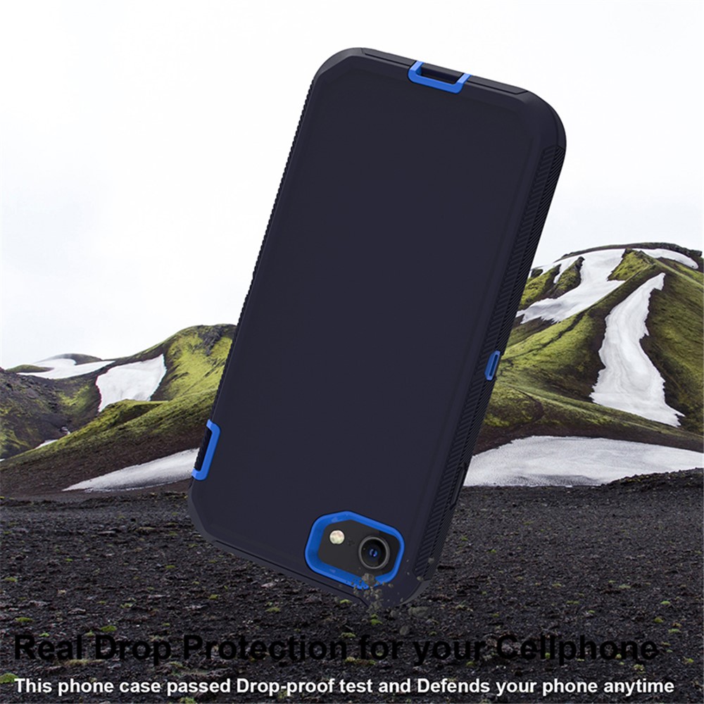 Shockproof PC + TPU Hybrid Case for iPhone SE (2nd Generation) / 8 / 7 4.7-inch - Baby Blue/Dark Blue-3
