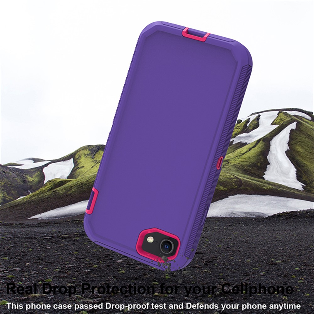 Shockproof PC + TPU Hybrid Case for iPhone SE (2nd Generation) / 8 / 7 4.7-inch - Purple/Rose-3