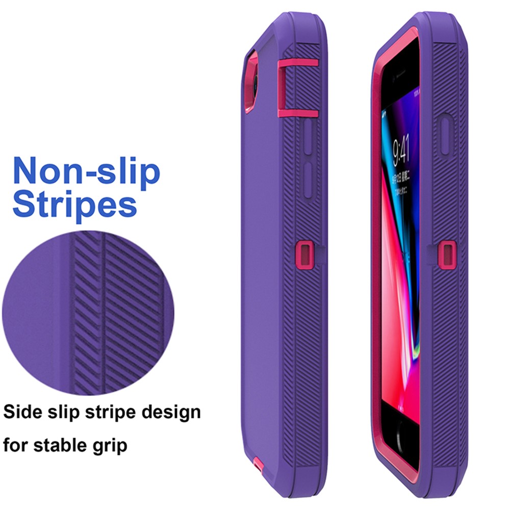 Shockproof PC + TPU Hybrid Case for iPhone SE (2nd Generation) / 8 / 7 4.7-inch - Purple/Rose-4