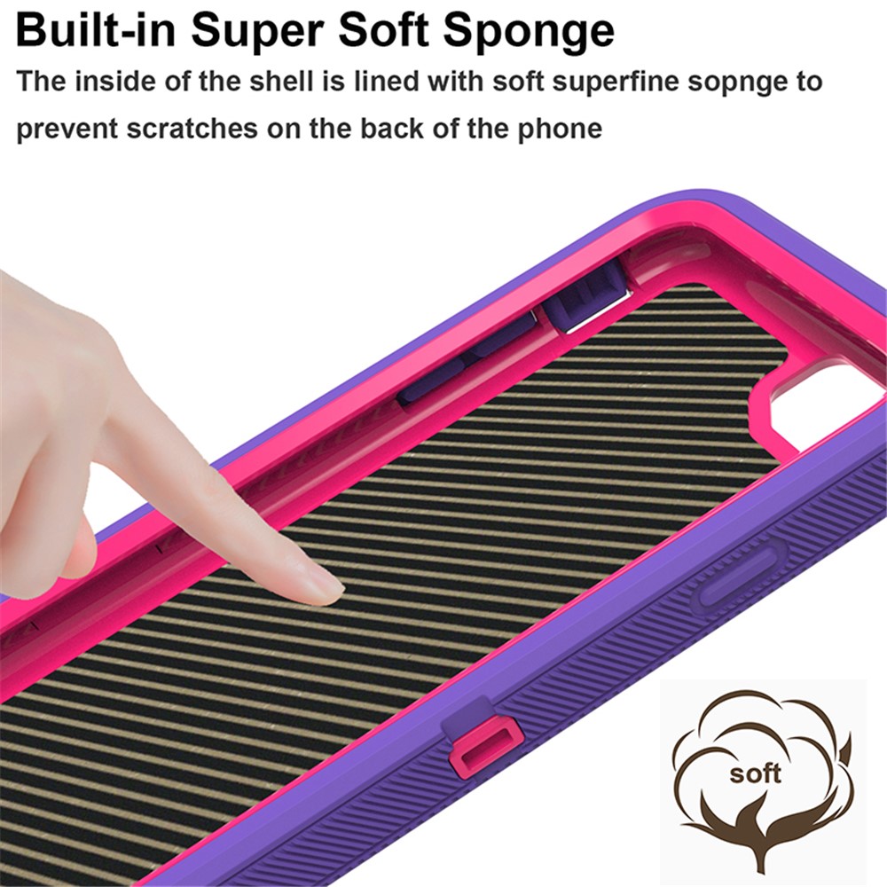 Shockproof PC + TPU Hybrid Case for iPhone SE (2nd Generation) / 8 / 7 4.7-inch - Purple/Rose-5