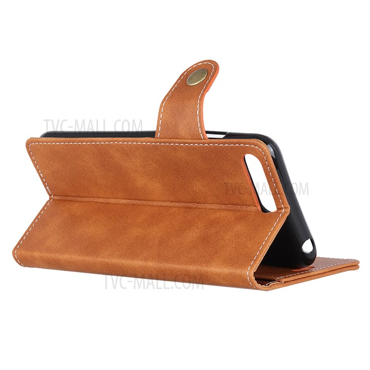 S Shape Textured PU Leather Case Phone Cover for iPhone SE (2nd Generation)/8/7 4.7 inch - Brown-3
