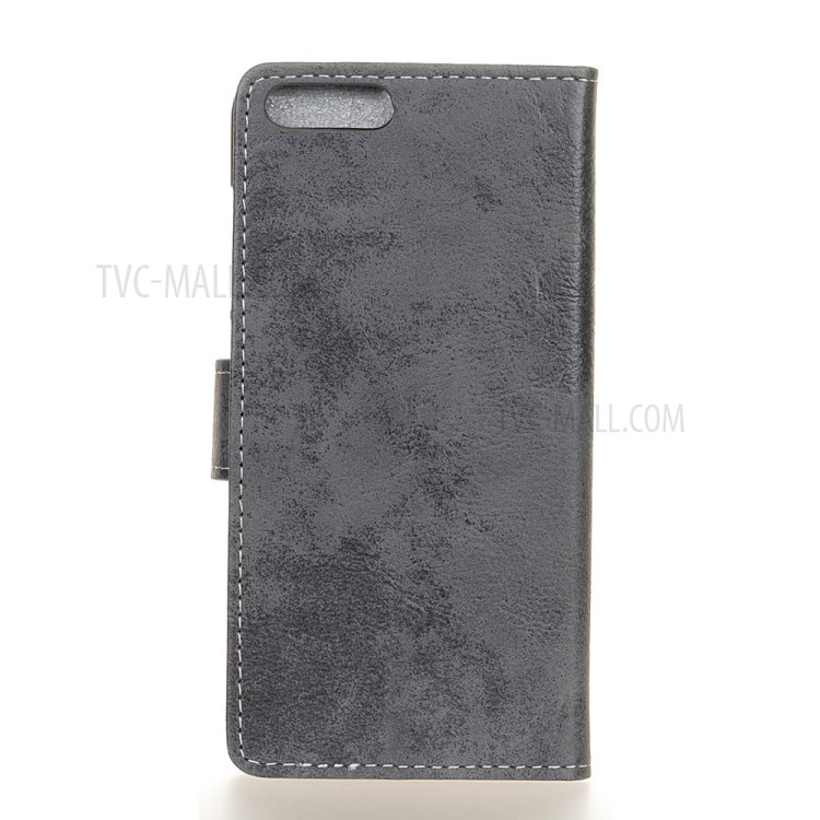 Retro Skin Leather Wallet Stand Case for iPhone SE (2nd Generation) - Grey-2