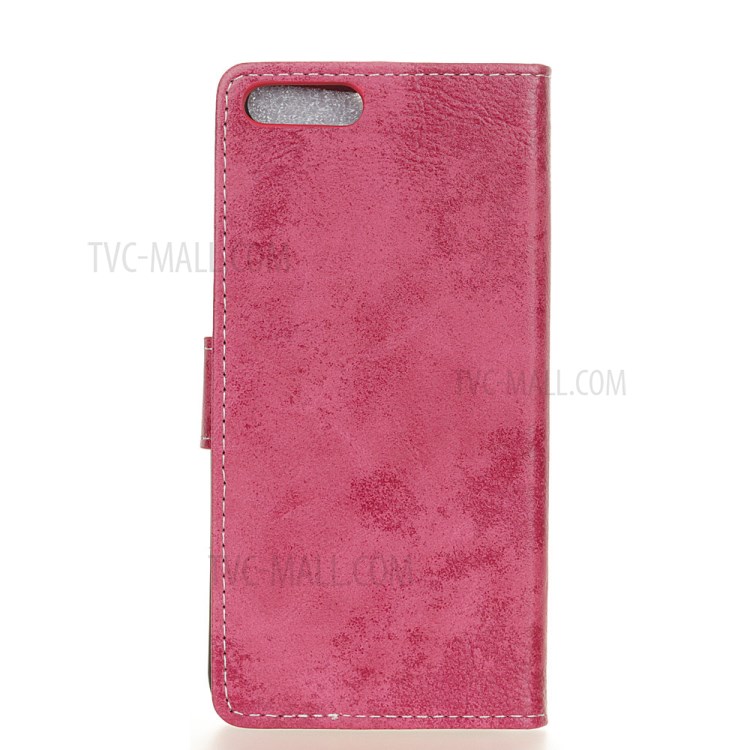 Retro Skin Leather Wallet Stand Case for iPhone SE (2nd Generation) - Rose-2