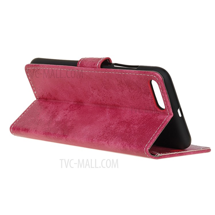 Retro Skin Leather Wallet Stand Case for iPhone SE (2nd Generation) - Rose-3