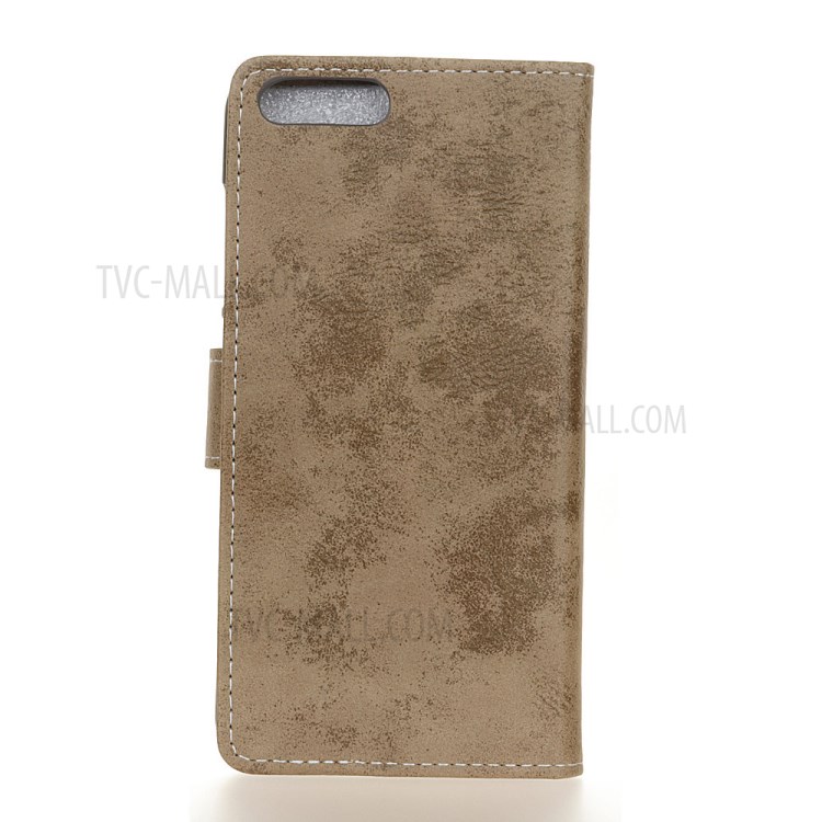 Retro Skin Leather Wallet Stand Case for iPhone SE (2nd Generation) - Khaki-2