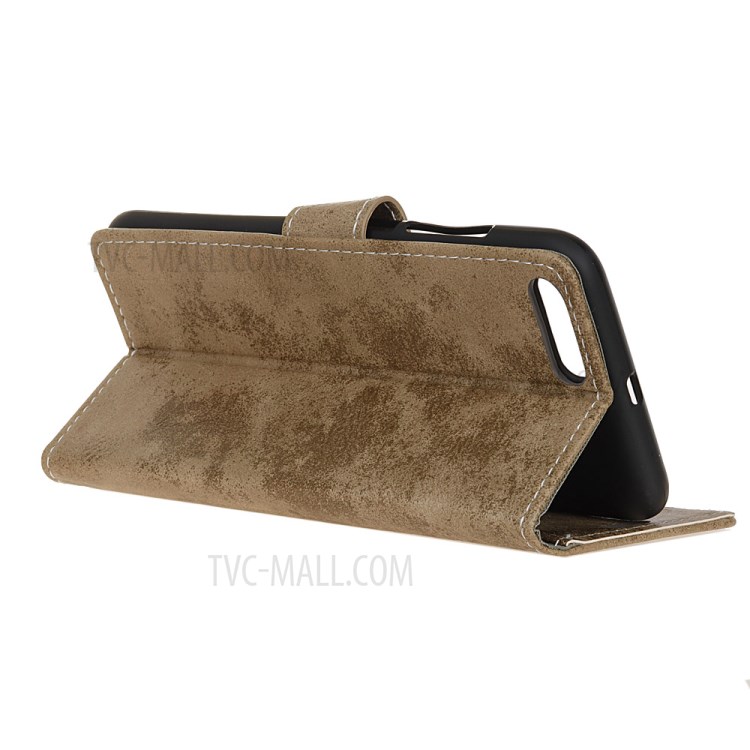 Retro Skin Leather Wallet Stand Case for iPhone SE (2nd Generation) - Khaki-3