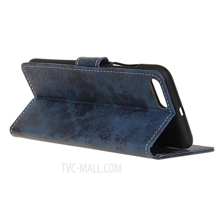 Retro Skin Leather Wallet Stand Case for iPhone SE (2nd Generation) - Blue-3