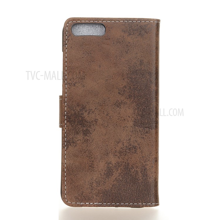 Retro Skin Leather Wallet Stand Case for iPhone SE (2nd Generation) - Brown-2