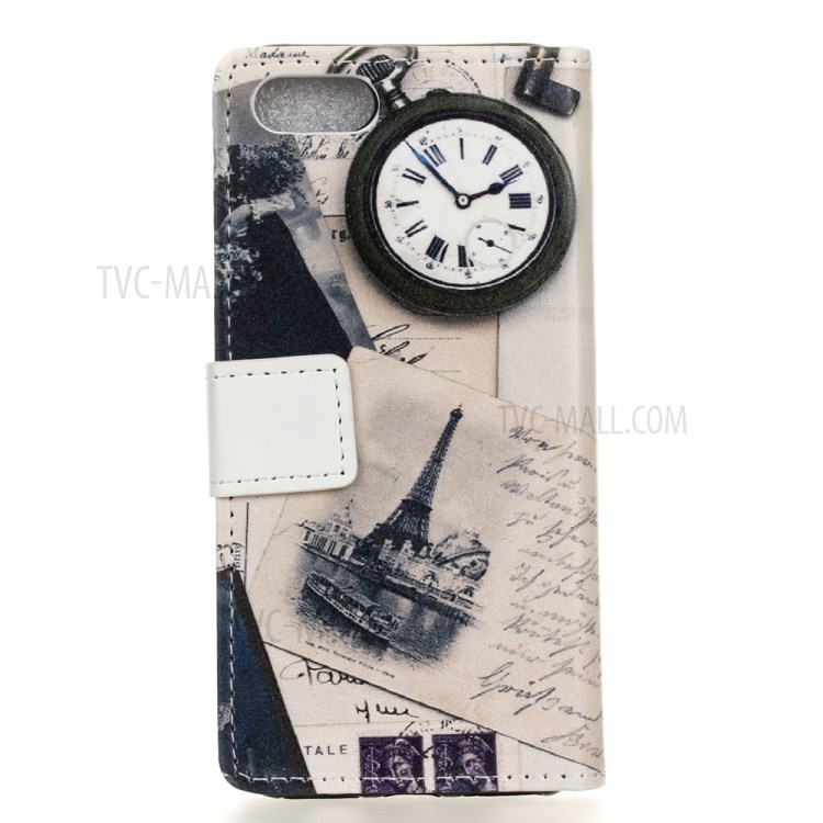 Protective Patterns Wallet Leather Stand Cover for iPhone SE (2nd Generation)/8/7 4.7 inch - Eiffel Tower and Letters-4