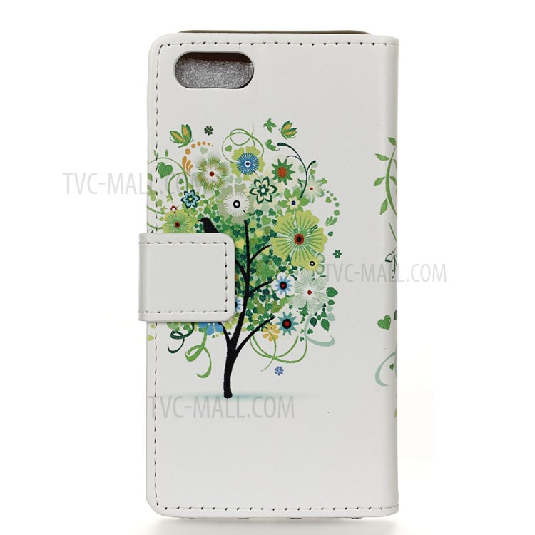 Protective Patterns Wallet Leather Stand Cover for iPhone SE (2nd Generation)/8/7 4.7 inch - Green Tree-2