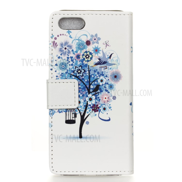 Protective Patterns Wallet Leather Stand Cover for iPhone SE (2nd Generation)/8/7 4.7 inch - Blue Tree-2