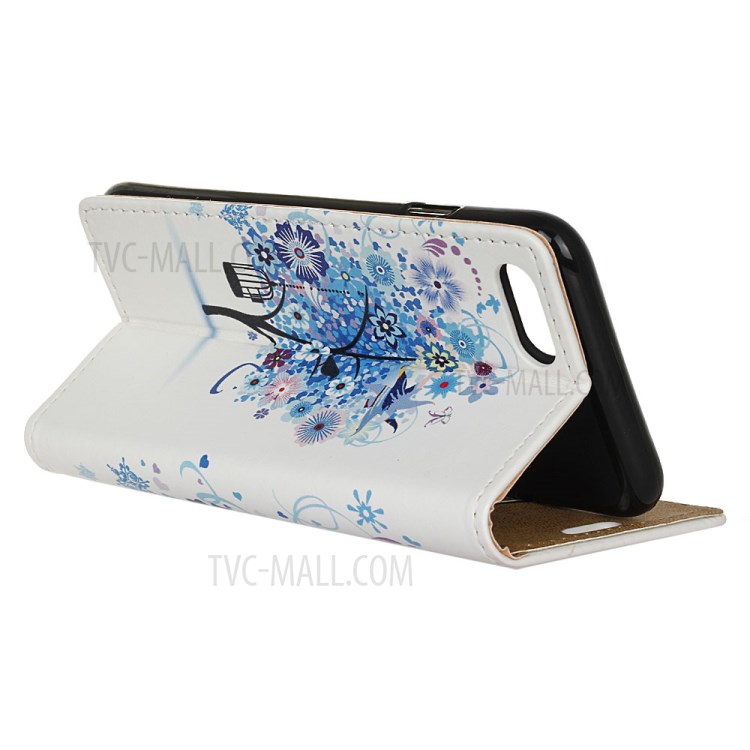 Protective Patterns Wallet Leather Stand Cover for iPhone SE (2nd Generation)/8/7 4.7 inch - Blue Tree-5