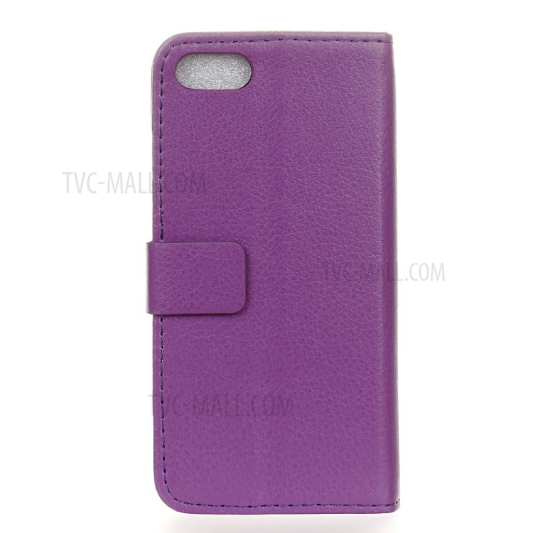 Litchi Texture Wallet Stand Leather Case for iPhone SE (2nd Generation)/8/7 - Purple-2