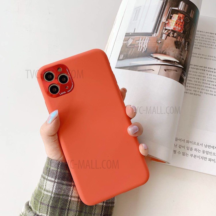 Silicone Phone Case with Metal Lens Cover for iPhone 11 Pro Max 6.5-inch - Orange