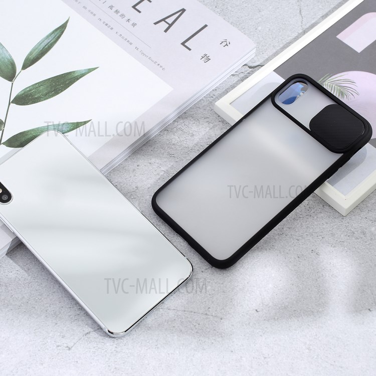 Matte PC + TPU Hybrid Case with Slide Camera Protection Cover for iPhone X/XS 5.8 inch - Black-8