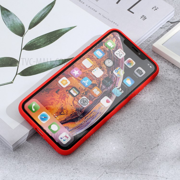 Étui Hybride Matte PC + TPU Avec Couverture de Protection de la Caméra à Glissière Pour Iphone x / xs 5,8 Pouces - Rouge-5